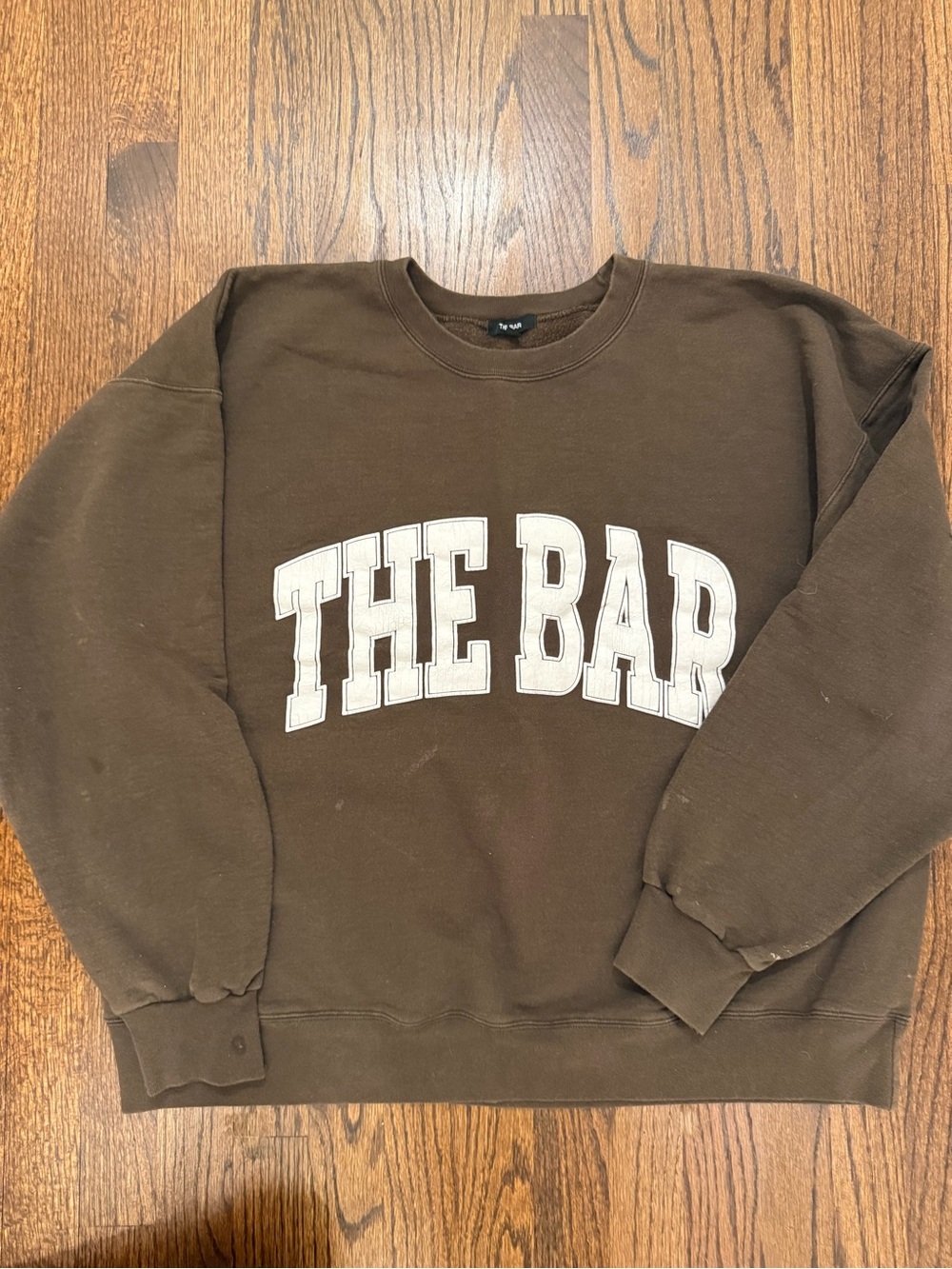Brown 'THE BAR' Crewneck Sweater Chcolate Brown GUC Size XL